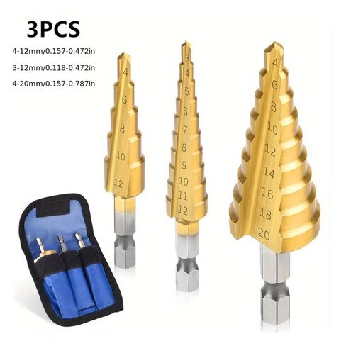 Drilling Power with This Titanium-Coated HSS Step Drill Bit Set - Perfect for Wood & Meta in Saudi Arabia