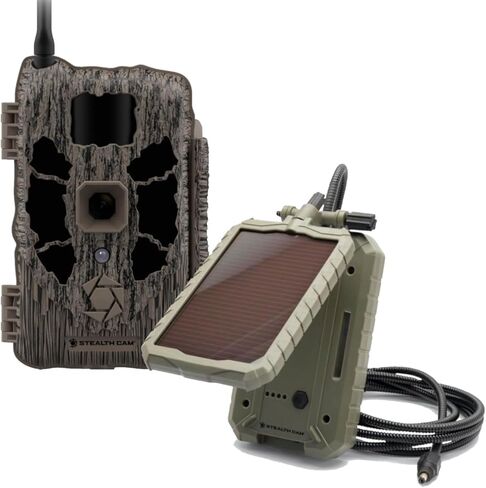 Stealth Cam Deceptor MAX Dual Sim 40MP Photo & 1440P QHD Video No-Glo LED كاميرا صيد خلوية وحزمة بطارية Sol-Pak الشمسية، متوفرة على AT&T & Verizon in Kuwait
