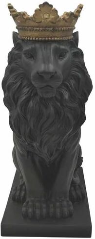 Comfy Hour Wildlife Collection 15" Lion Figurine, King of Forest Statue Sculpture, Home Decoration, White & Gold, Resin Stone in Saudi Arabia
