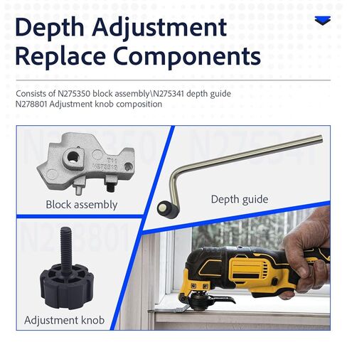 N275350 Block Assembly, N275341 Depth Guide, N278801 Knob for Dewalt DWE315K DCS355D1 DCS355B DCS356B DCS354B DCS355C1 DCS356D1 DCS355D1 Type 1 Type 2 Block Assembly Depth Guide Knob Replace Parts in Saudi Arabia