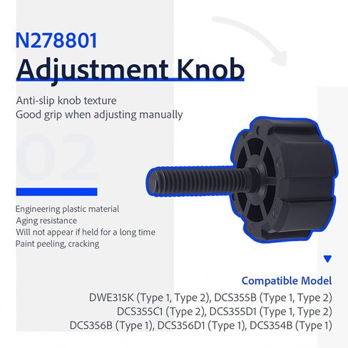 N275350 Block Assembly, N275341 Depth Guide, N278801 Knob for Dewalt DWE315K DCS355D1 DCS355B DCS356B DCS354B DCS355C1 DCS356D1 DCS355D1 Type 1 Type 2 Block Assembly Depth Guide Knob Replace Parts in Saudi Arabia