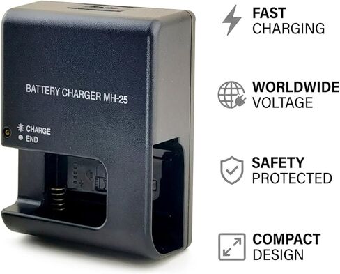 MH-25 شاحن بطارية سريع لنيكون، لنيكون MH-25a EN-EL15 EN-EL15a EP-5B D500 D600 D610 D750 D780 D800 D800E D810 D810A D850 D7000 D7100 D7200 D7500 Coolpix Z5 Z6 Z6 II Z7 Z7II كاميرات V1 1 V1 in Kuwait