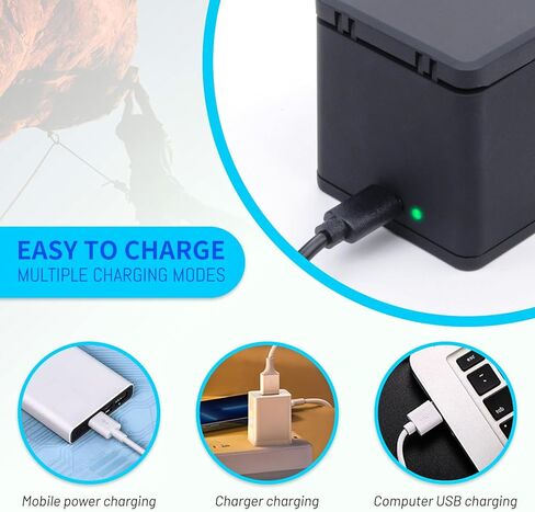 2-Pack Hero 11 Battery for Hero 11, Hero 10, Hero 9 Black Sport Action Camera with 3 Channel Battery Charging Station Power Fast Portable Accessory High Capacity in Saudi Arabia