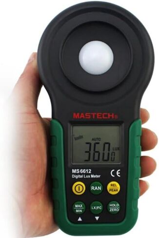 MGL MASTECH MS6612 MS6612B MS6612D مقياس Luxmeter الرقمي 200,000 متعدد الوظائف مقياس الإضاءة لوكس ضوء متر اختبار الأطياف المدى التلقائي الذروة عالية الدقة (MS6612) in Kuwait