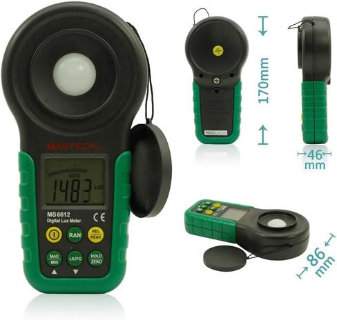 MGL MASTECH MS6612 MS6612B MS6612D مقياس Luxmeter الرقمي 200,000 متعدد الوظائف مقياس الإضاءة لوكس ضوء متر اختبار الأطياف المدى التلقائي الذروة عالية الدقة (MS6612) in Kuwait