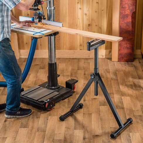 Self-Standing Adjustable Roller Stand w/Tapered Edge - Durable, Versatile Table Saw Support to Hold Wide, Long Woodworking Stock - Portable Wood Shop Equipment for Leveling, Infeed & Outfeed in Saudi Arabia