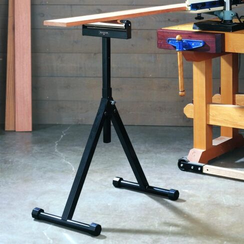 Self-Standing Adjustable Roller Stand w/Tapered Edge - Durable, Versatile Table Saw Support to Hold Wide, Long Woodworking Stock - Portable Wood Shop Equipment for Leveling, Infeed & Outfeed in Saudi Arabia