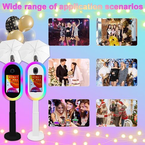 Portable Photo Booth Compatible with iPad 10.2in — 13in, Supports Multiple Camera Models, Free Lifting, 2-in-1 iPad Photo Booth Stand with Flight Case for Parties, Events (Black, Machine + Full Set) in Saudi Arabia