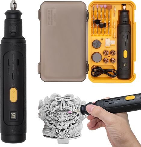 مطحنة صغيرة 8 فولت لمعالجة ما بعد الطباعة ثلاثية الأبعاد، مطحنة كهربائية محمولة مع مجموعة ملحقات 60 في 1، أداة دوارة للتلميع/النقش/القطع على مطبوعات FDM وSLA ثلاثية الأبعاد in Kuwait