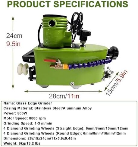 Portable Glass Edge Polishing Machine - 800W Electric Grinder with 8000 RPM for Straight & Round Beveling - Ideal for Glass, Stone, and Ceramics in Saudi Arabia