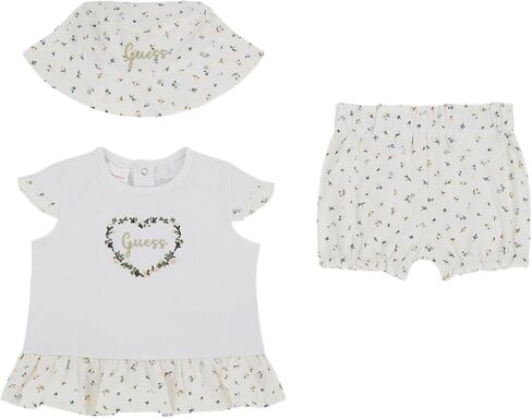 GUESS baby-girls Eco Bucket Hat and Short Sleeve Bodysuit and Shorts in Saudi Arabia