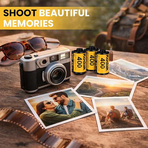 بكرة فيلم Kodak Ultramax 400 مقاس 35 مم (24 تعريضًا) - 6 لفات + حقيبة تخزين متينة لفيلم النمر، أسود in Kuwait