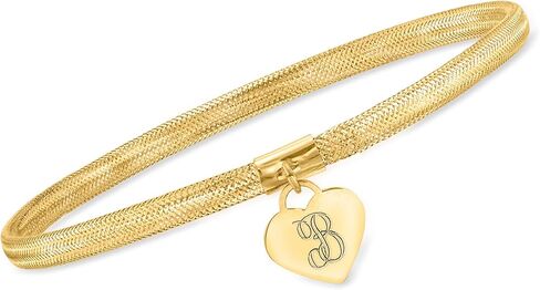 Ross-Simons Italian 14kt Yellow Gold Personalized Heart Charm Mesh Bracelet in Saudi Arabia