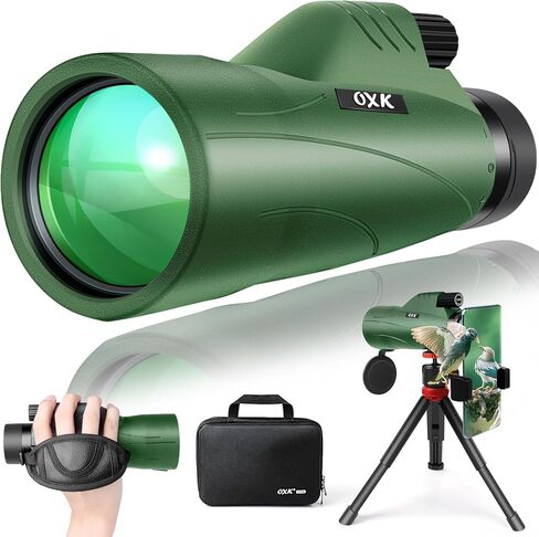 12x56 High Power Monocular Telescope with Tripod Bag, Handheld Monoculars for Adults with BAK4 Prism & FMC Lens, Suitable for Bird Watching Camping, New-Upgraded BAK4 - Forest Green in Kuwait