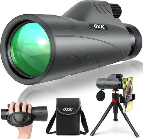 12x56 High Power Monocular Telescope with Tripod Bag, Handheld Monoculars for Adults with BAK4 Prism & FMC Lens, Suitable for Bird Watching Camping, New-Upgraded BAK4 - Forest Green in Kuwait