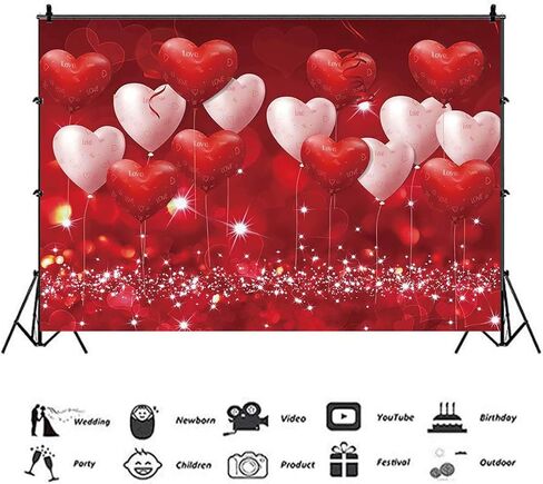 بالونات قلوب حمراء الحب عيد الحب موضوع التصوير الخلفيات 7x5ft الزفاف الذكرى الزفاف دش الزفاف عيد الأم صورة خلفية زوجين استوديو صورة صور تبادل لاطلاق النار الدعائم الفينيل in Kuwait