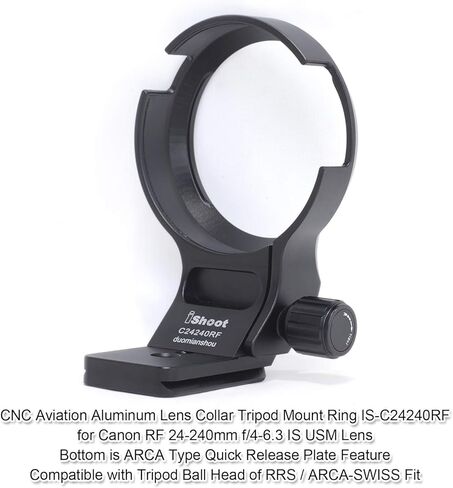 CNC Machined Diameter 79mm Tripod Mount Ring Lens Collar for Canon RF 24-240mm F4-6.3 is USM Lens, Built-in 70mm Arca-Swiss Quick Release Plate Compatible with Tripod Ball Head in Saudi Arabia