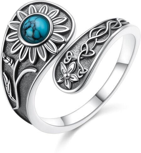 S925 Sterling Silver Hummingbird Spoon Ring Vintage Adjustable Thumb Open Ring Birthday Jewelry Gift for Women in Kuwait