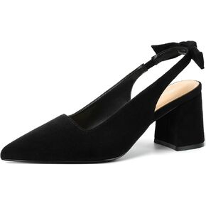 Mostrin Block Slingback Cheels for Women مدببة إغلاق إصبع القدم مكتنزة المكاتب أحذية العمل المضخات النسائية للأعمال غير الرسمية in Kuwait