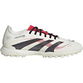 حذاء adidas Predator Pro Turf لكرة القدم - زعانف مطاطية، جزء علوي HybridTouch، نعل خارجي مطاطي، مواد مستدامة (أبيض فاتح/أسود أساسي/ياقوتي نقي، نظام مقاسات الأحذية الأمريكية، للكبار، للرجال، رقمي، متوسط، 6.5) in Kuwait