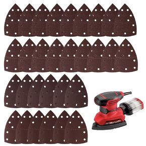 30 قطعة من وسائد الصنفرة البديلة المتوافقة مع Skil، ورق الصنفرة التفصيلي 60/80/120/240 حبيبات مختلطة، ورق الصنفرة المزود بخطاف وحلقة خلفية، لآلات الصنفرة بتفاصيل الماوس، تصميم 11 فتحة in Kuwait