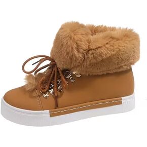 Women’s Winter Boots Warm Fur Lined Comfortable Snow Boots for Women Lace Up Ankle Booties Warm Sneakers in Kuwait