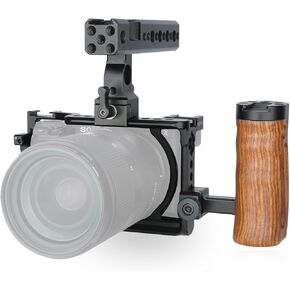 NICEYRIG A6400 A6500 A6100 Camera Cage Kit for Sony Alpha A6400 A6500 A6100, with NATO Top Handle, Wooden Side Handle DSLR Video Rig Stabilizer in Kuwait