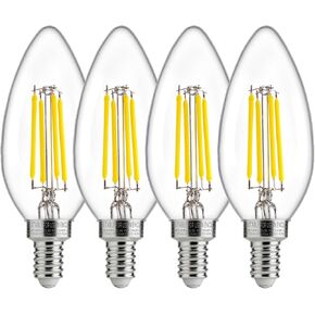 مصابيح اديسون LED من الغسق إلى الفجر بمستشعر خارجي من FLSNT، 4 وات (40 وات مكافئة)، 450 لومن، B11 لمبة شمعدان LED E12، خلية ضوئية تشغيل/إيقاف تلقائي لتوفير الطاقة، ضوء نهاري 5000 كلفن أبيض، 4 عبوات in Kuwait