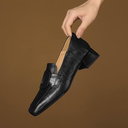 Women's Leather Shoes, with Square Toe Design, Suitable for Both Daily Outdoor wear and Office Attire. in Saudi Arabia
