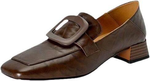 Women's Leather Shoes, with Square Toe Design, Suitable for Both Daily Outdoor wear and Office Attire. in Saudi Arabia