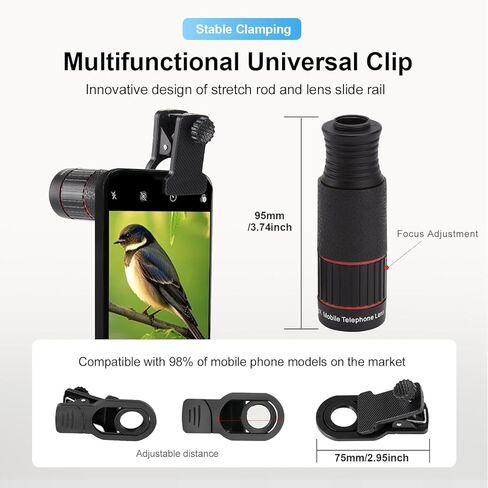 32x monocular Telescope, Suitable for Adults and Children, for Bird Watching, Hiking, and Concert Tours, with Phone Clip and Stand in Saudi Arabia