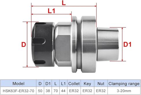 HSK63F ER32 70L HSK63F CNC Woodworking Balance Chuck in Saudi Arabia