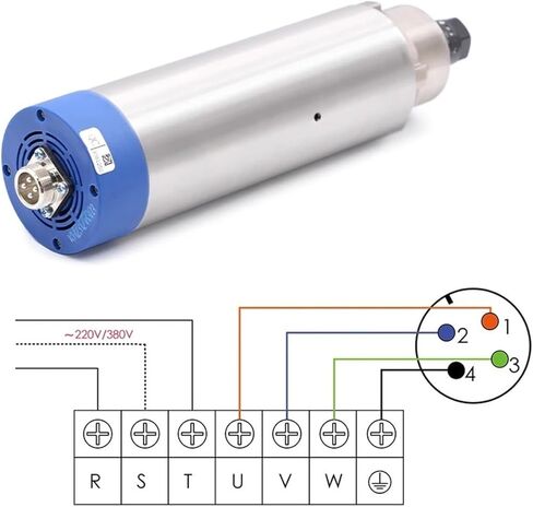 1.5kw ER16 D=65mm 400Hz air-cooled spindle 4pcs bearings 24000rpm 65x258mm(380v) in Saudi Arabia