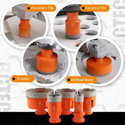 BGTEC 6pcs Dry Diamond Core Drill Bits Set for Porcelain Tile Ceramic Marble Brick Hole Saw Mixed 6/8/10/25/35/50MM in Saudi Arabia