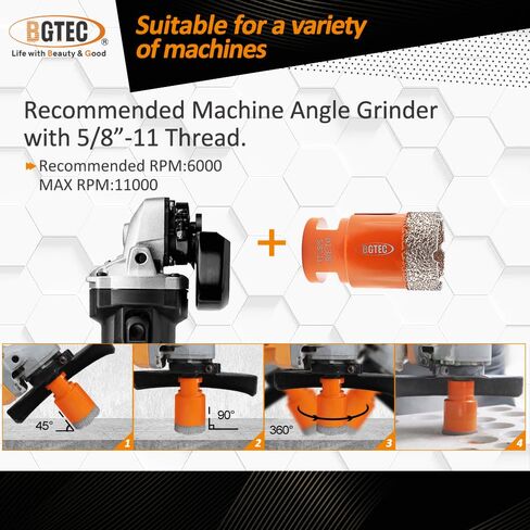 BGTEC 6pcs Dry Diamond Core Drill Bits Set for Porcelain Tile Ceramic Marble Brick Hole Saw Mixed 6/8/10/25/35/50MM in Saudi Arabia