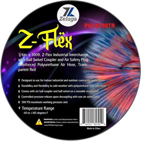 Z-Flex Industrial Interchange with Ball Coupler and Air Safety Plug Reinforced Polyurethane Air Hose 300 PSI (Transparent Green, 1/4in. x 100ft.) in Saudi Arabia