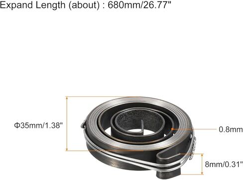 Generic Drill Press Spring Drill Press Quill Feed Return Coil Spring Assembly Spring Steel Chemical Blackening Finish 680mm Expand Long 35 x 8 x 0.8mm 1 Pcs in Saudi Arabia