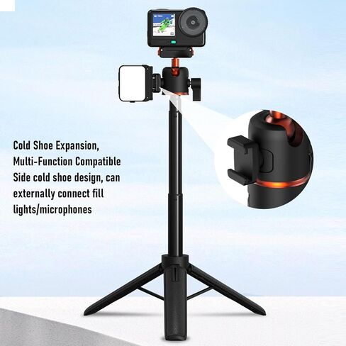 Yunseity Selfie Stick Tripod, Magnetic Extendable 20.5 to 54cm Aluminum Alloy Tripod Stand with 360 Degree Ball Head, for OSMO Action 6 Action Camera in Saudi Arabia