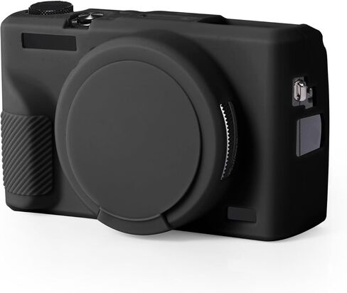 حافظة كاميرا لكاميرا Canon G7X Mark III الرقمية، حافظة كاميرا من السيليكون مع غطاء عدسة قابل للإزالة، حافظة حماية ناعمة مقاومة للخدش، ملحقات كاميرا نحيفة (أسود) in Saudi Arabia