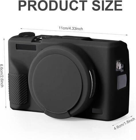 حافظة كاميرا لكاميرا Canon G7X Mark III الرقمية، حافظة كاميرا من السيليكون مع غطاء عدسة قابل للإزالة، حافظة حماية ناعمة مقاومة للخدش، ملحقات كاميرا نحيفة (أسود) in Saudi Arabia