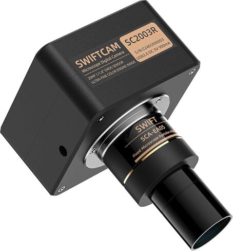 Swiftcam 20MP USB 3.0 Microscope Camera with Reduction Lens and Calibration Kit, Digital Eyepiece for Compound and Stereo Microscopes, Compatible with Windows/Mac/Linux in Saudi Arabia