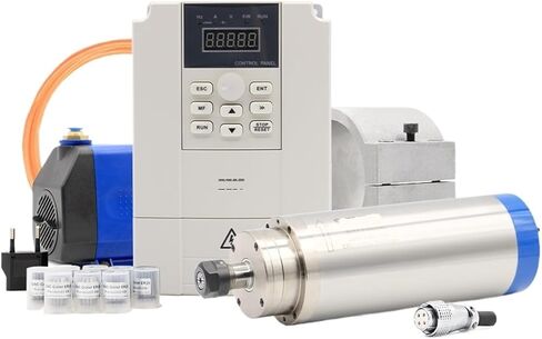 3.2kw ER20 water-cooled spindle 4 pieces ceramic bearing 0.01mm precision & inverter & 100mm bracket & water pump(Steel Ball Bearing,380V) in Saudi Arabia