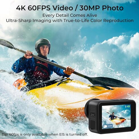 كاميرا Icefox Action 4K 60FPS 20MP، تحت الماء مع EIS، 5XZoom، دعم التطبيق لتحرير الفيديو والصور، كاميرا مقاومة للماء واي فاي للتحكم عن بعد لركوب الدراجات والسباحة والغوص in Kuwait