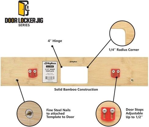 Big Horn 70168 4" Single Pocket Door Hinge Template – Precision Router Door Hinge Jig for 4-Inch Hinges, 1/4" Radius Hinge Mortising Tool for Exterior and Interior Wood Door Installation in Saudi Arabia