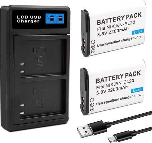 2 Pack EN-EL23 Batteries with Smart LCD Display Dual Channel Charger for Nikon Coolpix P900s, P900, P610s, P610, P600, B700, S810c Camera Digital Camera in Saudi Arabia