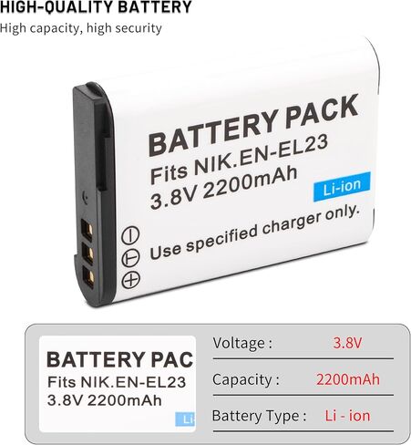 2 Pack EN-EL23 Batteries with Smart LCD Display Dual Channel Charger for Nikon Coolpix P900s, P900, P610s, P610, P600, B700, S810c Camera Digital Camera in Saudi Arabia