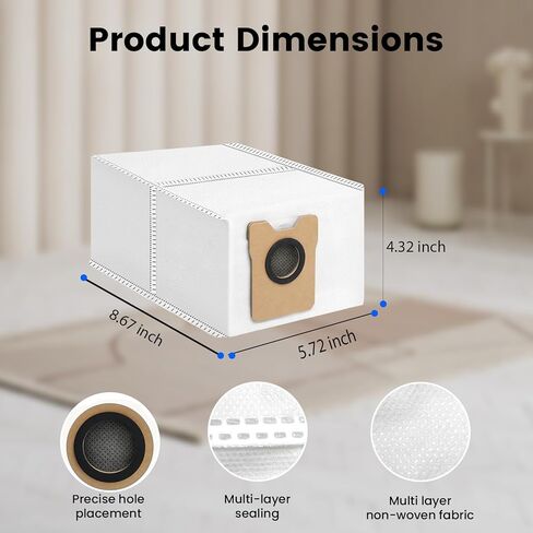 20 حزمة من أكياس الغبار البديلة C10، Omni C20 المتوافقة مع مكنسة Eufy C10، C20 Omni Robot، أكياس مكنسة كهربائية لـ Eufy، أكياس غبار ذات سعة كبيرة للاستعمال مرة واحدة in Kuwait