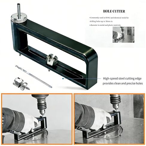 أداة ثقب القطع المعدنية مقاس 2 بوصة إلى 12 بوصة لـ 1/4 بوصة، طقم لوحة دائرة قطع الصفائح مع 1 قطع إضافية HC1B، أدوات قطع مجاري الصفائح المعدنية لأنابيب HVAC/قاطع فتحات مجاري الهواء، منشار فتحات دوائر قابلة للتعديل in Kuwait