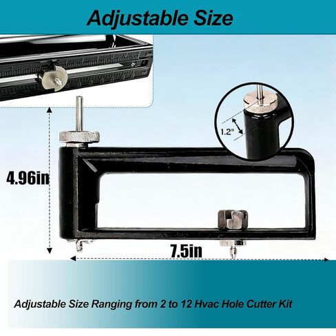 أداة ثقب القطع المعدنية مقاس 2 بوصة إلى 12 بوصة لـ 1/4 بوصة، طقم لوحة دائرة قطع الصفائح مع 1 قطع إضافية HC1B، أدوات قطع مجاري الصفائح المعدنية لأنابيب HVAC/قاطع فتحات مجاري الهواء، منشار فتحات دوائر قابلة للتعديل in Kuwait