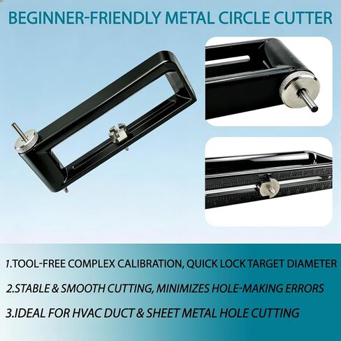 أداة ثقب القطع المعدنية مقاس 2 بوصة إلى 12 بوصة لـ 1/4 بوصة، طقم لوحة دائرة قطع الصفائح مع 1 قطع إضافية HC1B، أدوات قطع مجاري الصفائح المعدنية لأنابيب HVAC/قاطع فتحات مجاري الهواء، منشار فتحات دوائر قابلة للتعديل in Kuwait